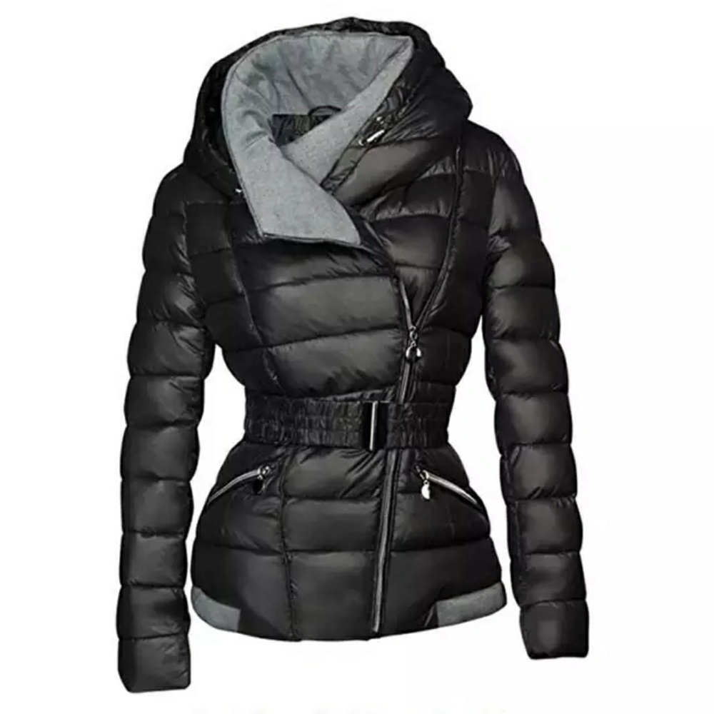 Womens Zip up Parka with belt.